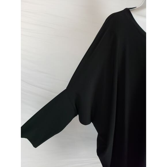 CREA CONCEPT Black Poly stretch Blouse 38/US 8 Lagenlook Oversize Slouch Top - Picture 2 of 6